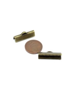 Embout griffe 20mm serre ruban, lacet, fil cordon en métal de couleur bronze lisse 2
