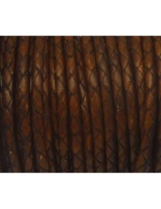 R-1m de Cordon cuir rond tressé 4,5mm de couleur marron...