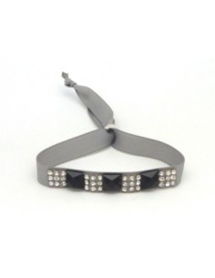 Kit de création Bracelet Strass argent et noir et ruban...
