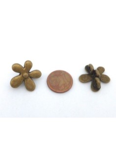 3 Perles 3 trous, passant fleur en métal de couleur... 2