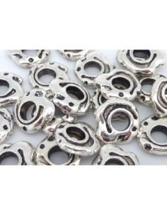 5 perles intercalaire, anneau en métal argenté gravé 13mm