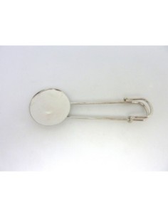 2 Grand Support broche pour cabochon rond de 25mm en métal argenté