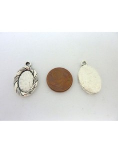 Support cabochon ovale strié pour cabochon de 10mm X 14mm en métal argenté 2