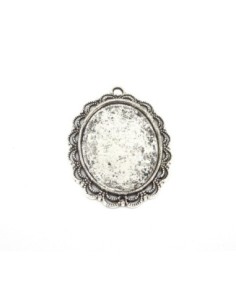 3 Grand Support cabochon 55mm en métal argenté 2