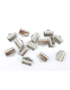 Embout griffe 10mm serre ruban, lacet, fil cordon en métal argenté lisse
