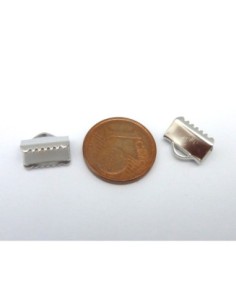 Embout griffe 10mm serre ruban, lacet, fil cordon en métal argenté lisse 2