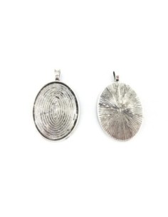 Pendentif ovale pour cabochon de 30mm x 40mm en métal argenté