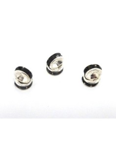 R-10 Perles rondelle strass noir 6mm intercalaire argenté...