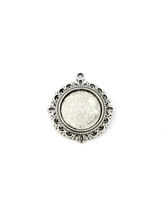 Supports cabochon filigrane rosace pendentif pour cabochon de 20mm en métal argenté
