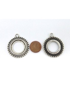 Support cabochon rond en métal argenté 2