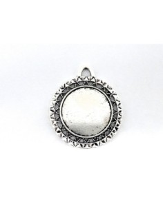 Lot de 2 Supports cabochon pendentif rond pour cabochon de 25mm en métal argenté