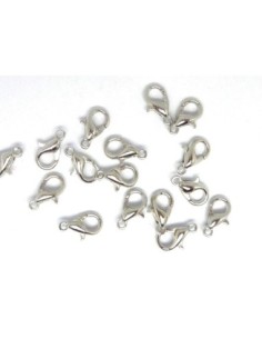 Fermoir mousqueton 10mm en métal argenté