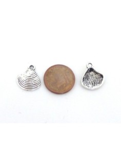 Lot de 10 Breloques coquillage 15mm en métal argenté 2