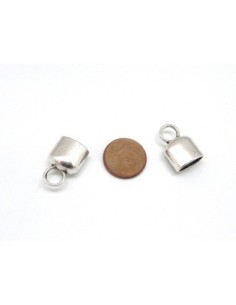 4 Embouts pour lanière de 9,9 x 6,4mm en métal argenté lisse 2