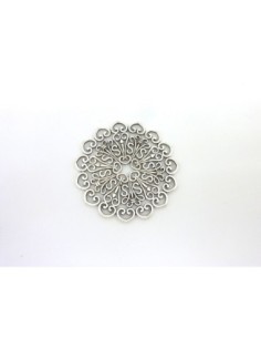Pendentif 52,6mm estampe filigrane rosace et coeur en métal argenté