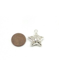 Pendentif étoile grelot ajouré19,8mm en métal argenté brillant blanc 2