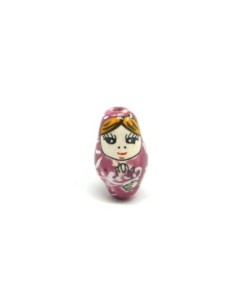 perle poupée russe en porcelaine peinte en rose 2