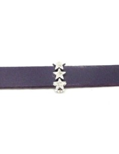 Perle passant étoile en métal argenté pour cuir de 6mm