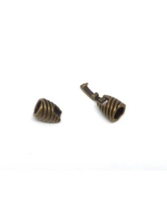 Fermoir clip embout rond pour cordon de 6mm en métal de couleur bronze rainuré - style ethnique 2