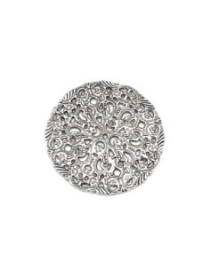 Grand Pendentif estampe filigrane rosace 42,4mm en métal argenté