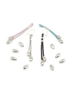 10 Perles embout de finition grain de riz martelé, goutte pour cordon de 1mm en métal argenté