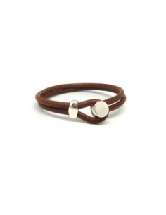 Fermoirs bouton pastille pour cordon cuir ou bracelet multi rangs en métal argenté lisse - 2 cordons de 4mm 2