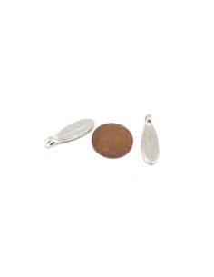 10 breloques pendentif navette pampille en métal argenté martelé 2
