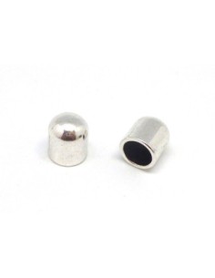 Perle embout de finition en métal argenté pour cordon cuir de 8mm