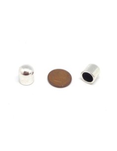 Perle embout de finition en métal argenté pour cordon cuir de 8mm 2