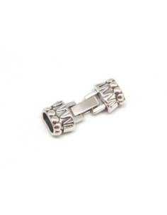 Fermoir clip pour cuir regaliz ou 2 cordons de 5mm en métal argenté travaillé 2