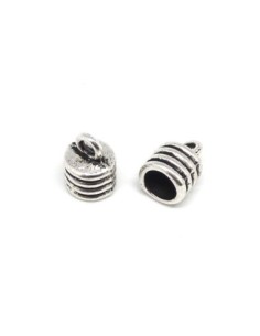 4 Embouts pour cordon 6,5mm en métal argenté strié