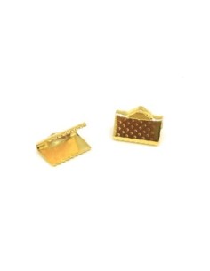20 Embouts griffe 10mm, serre ruban, lacet, fil cordon en métal doré gravé de points