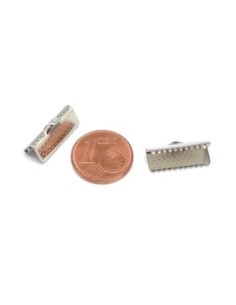 Embout griffe 16mm, serre ruban, lacet, fil cordon en métal argenté gravé de points 2