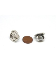 2 perles passant spirale en métal argenté pour cuir regaliz 2