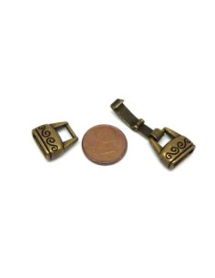 Fermoir clip pour lanière cuir de 10mm en métal ouvragé de couleur bronze style ethnique 2