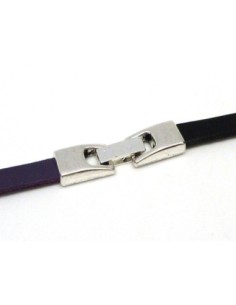 Fermoir clip pour lanière cuir de 6mm en métal argenté