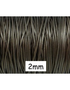 Cordon cuir rond 2mm gris brillant 2