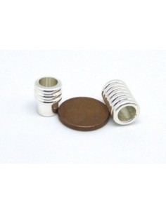 Fermoir aimanté tube cylindrique pour cordon de 5-5,5mm en métal argenté brillant blanc 2