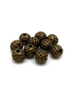 Perle ronde bronze strié 5mm