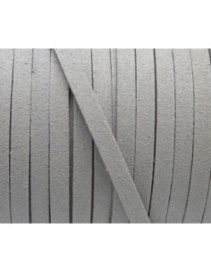 R-1m Cordon plat daim synthétique 5mm gris clair, gris perle