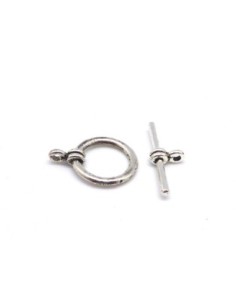 Fermoir toggle en métal argenté 21mm