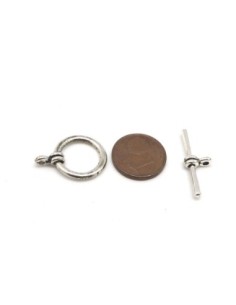 Fermoir toggle en métal argenté 21mm 2