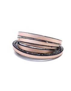 1m lanière cuir 5mm de couleur rose pâle métallisé légèrement texturé finition rustique