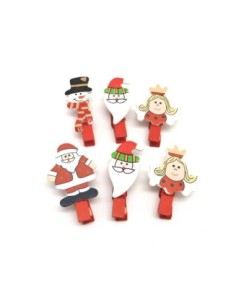 pince à linge Noël en bois père Noël, fillette, bonhomme de neige