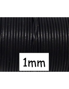Cordon cuir rond 1mm noir