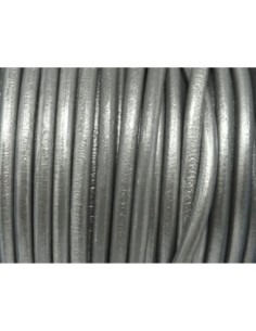 Cordon cuir rond 4,5mm argenté