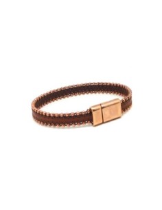 Kit bracelet cuir 10mm orné de chainette bille et fermoir aimanté en zamak couleur or rose CUIR VERITABLE 2