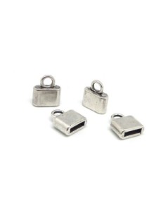 4 Embouts pour lanière de 8mm - 8,5mm en métal argenté lisse