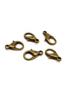 Fermoir mousqueton 14mm en métal couleur bronze