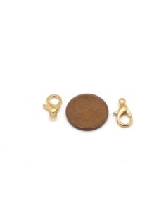 10 Fermoirs mousqueton 12mm en métal doré légèrement avec une touche rosé 2
